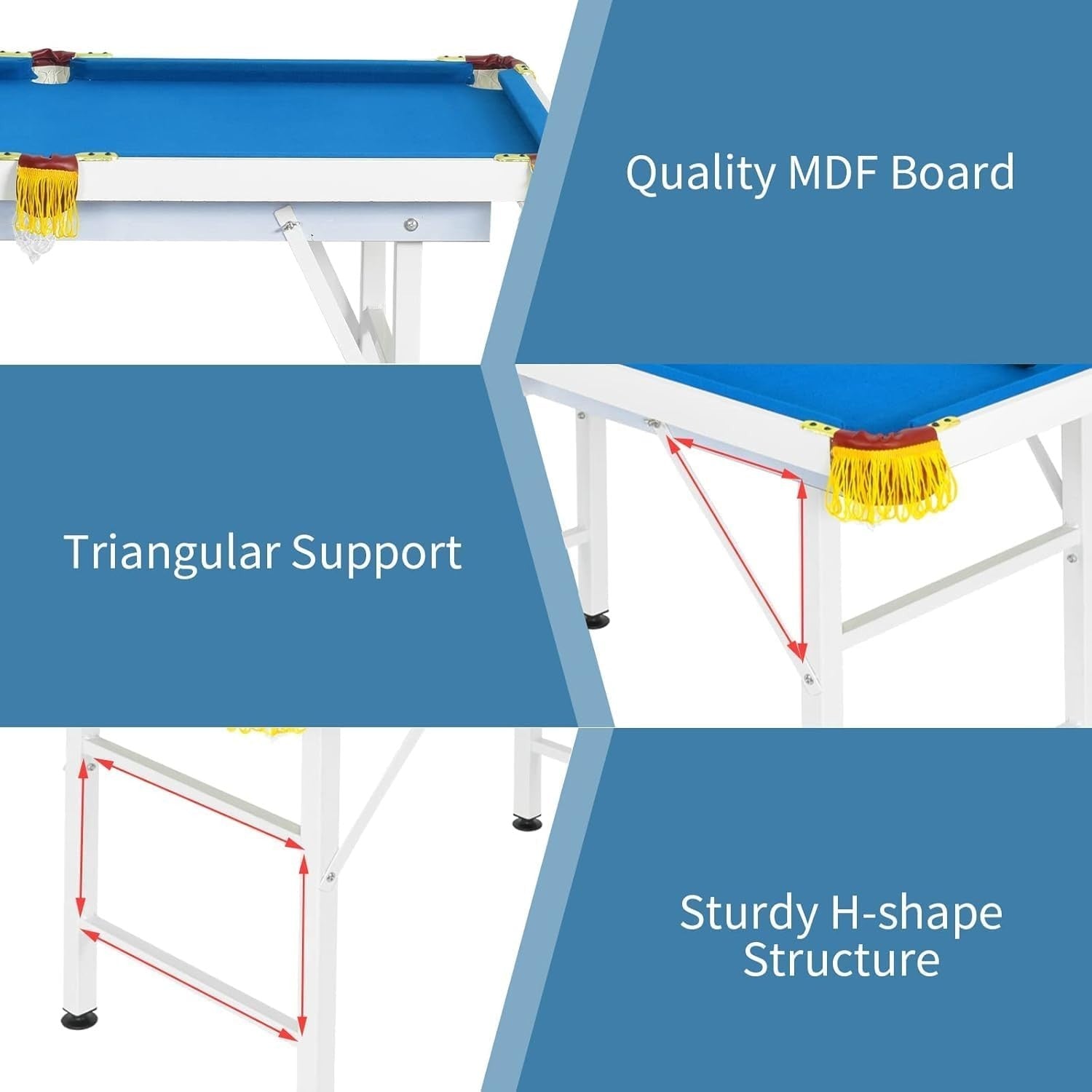 4FT Foldaway Pool Game Table Portable Family Billiards Set Blue