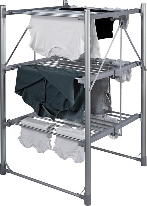 Heated Clothes Airer 3 Tier Electric Folding Drying Rack Indoor Energy Saving