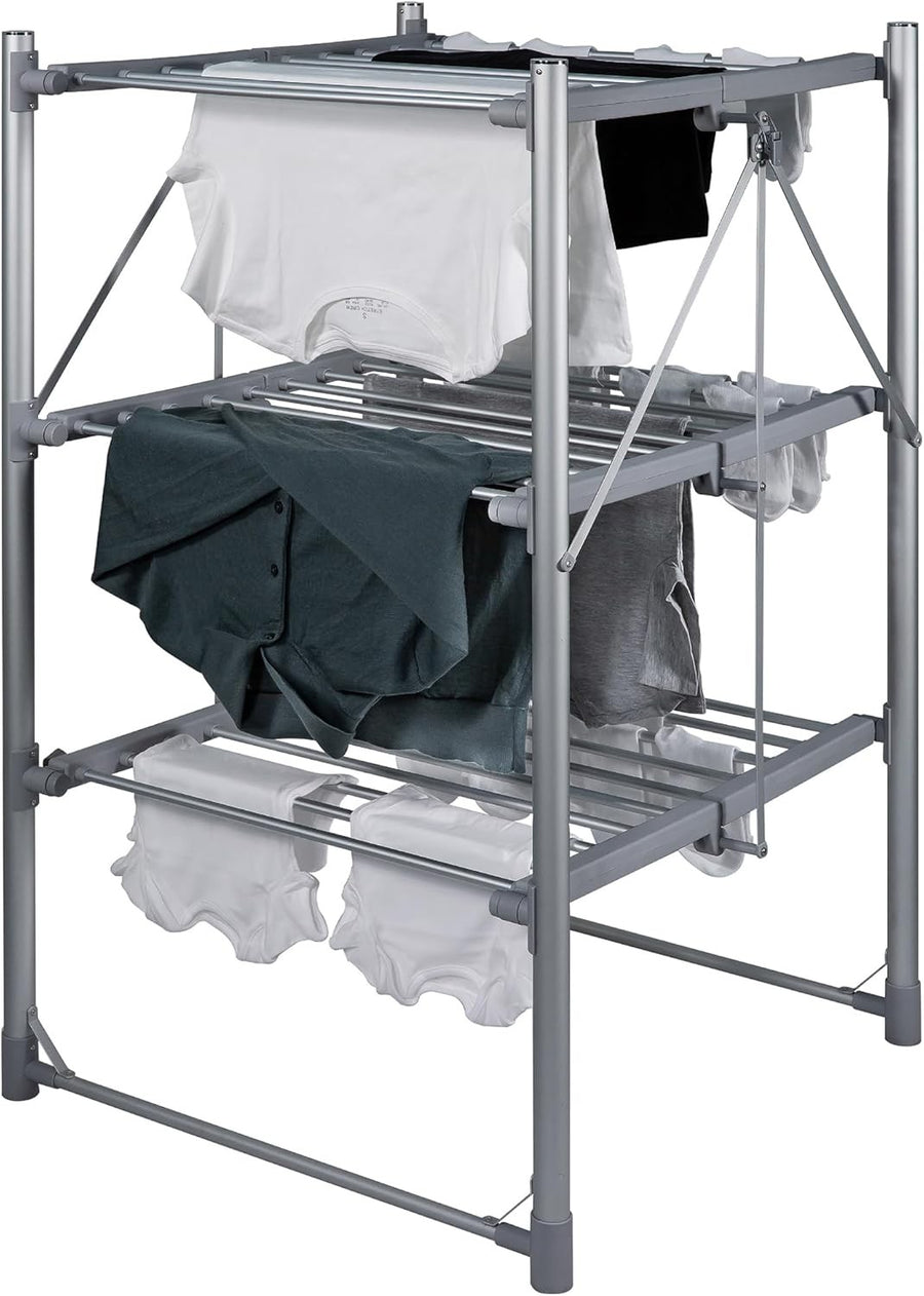 Heated Clothes Airer 3 Tier Electric Folding Drying Rack Indoor Energy Saving