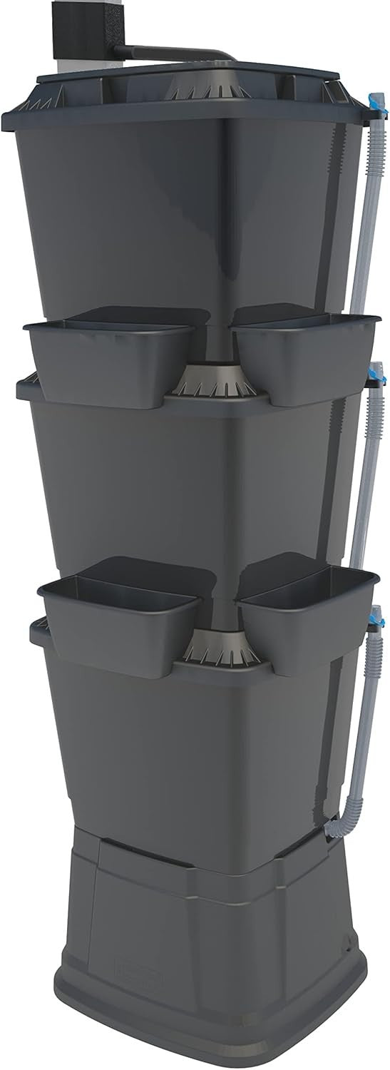 200L Water Butt Set With Stand Rain Diverter Fast Flow Taps Garden Storage