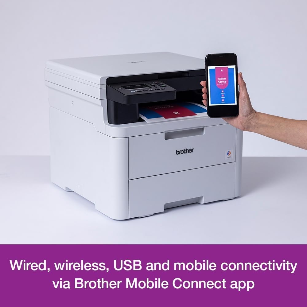 3-in-1 Colour LED Printer A4 USB Wi-Fi Duplex Grey Office