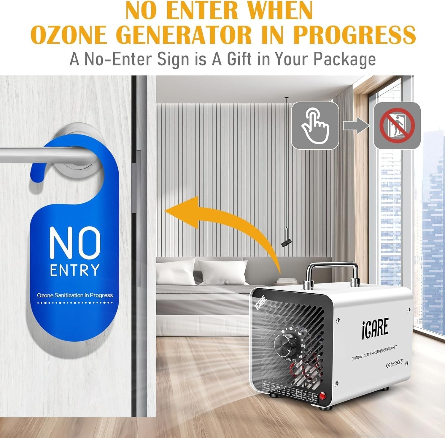 30000mg Ozone Generator Negative Ion Odor Eliminator Timer 300㎡