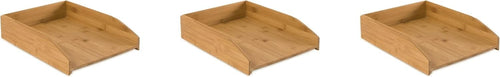 Stackable Bamboo Letter Tray 3-Pack | Desk File Organiser A4 Paper Storage