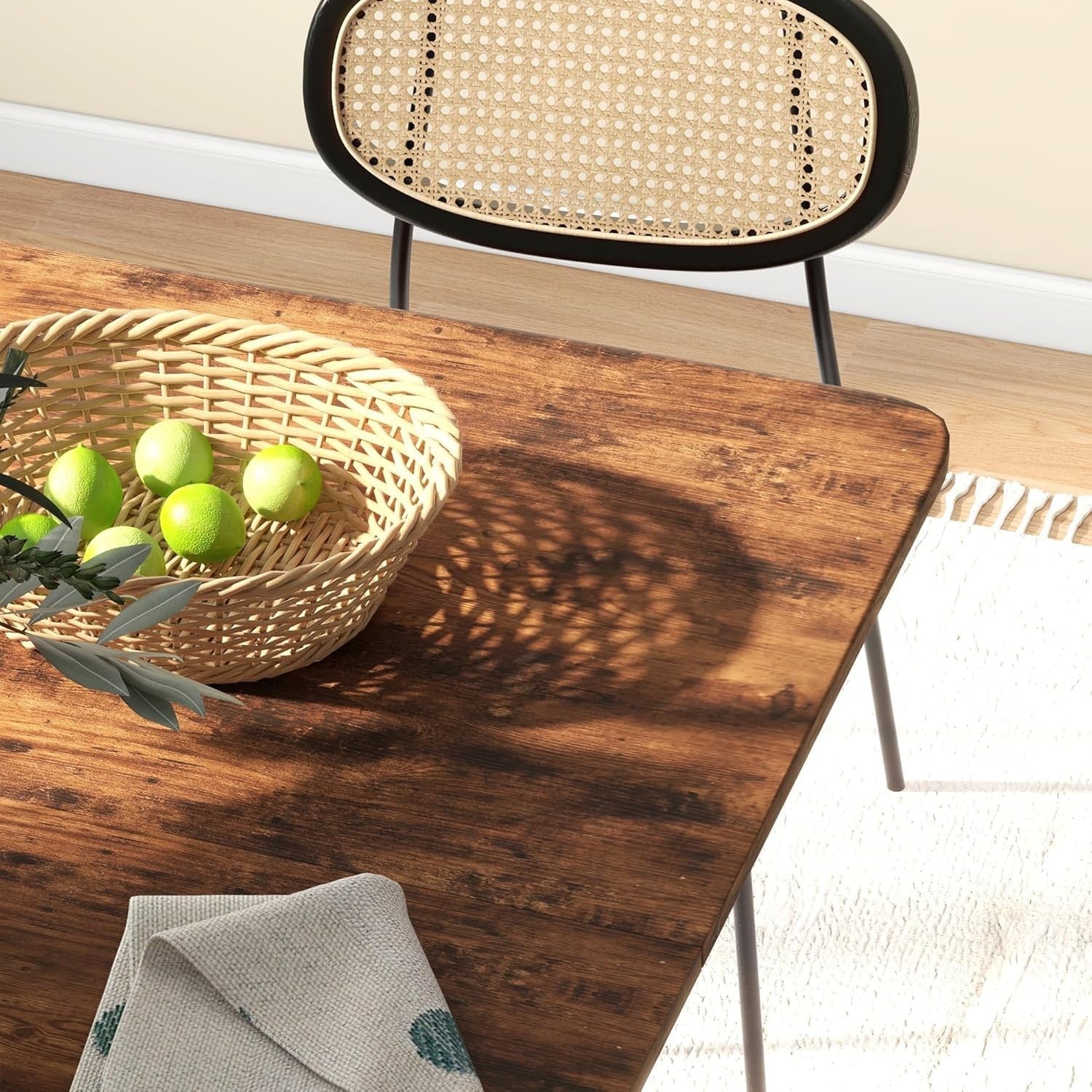 Rustic Folding Dining Table on Wheels with Shelf Drop Leaf Space Saver