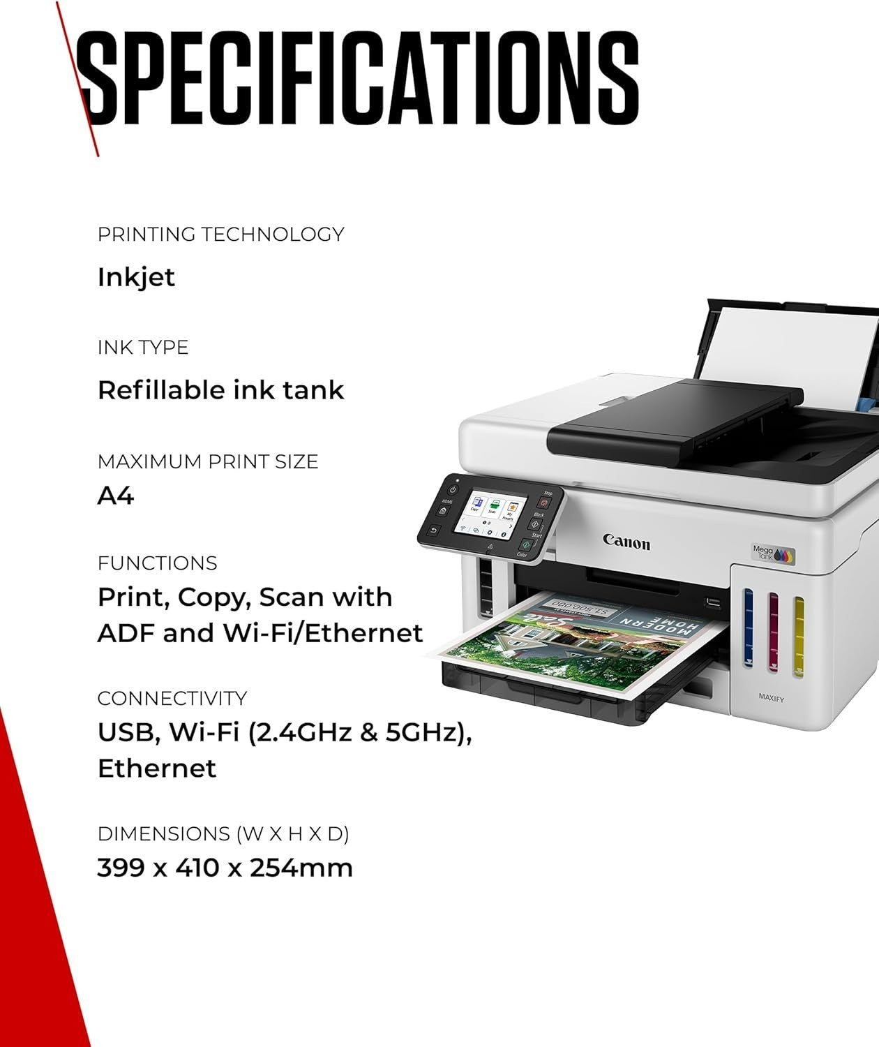 Compact Wireless Colour MegaTank Printer Scanner Copier Auto-Duplex