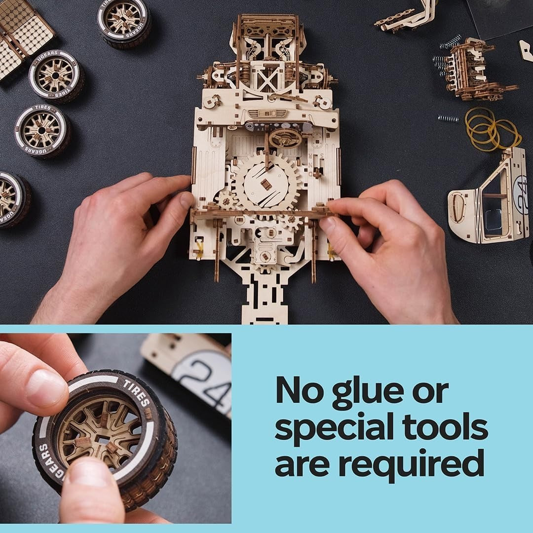 1:12 Scale Wooden Sports Car Puzzle – 970pc DIY Model with V8 Engine