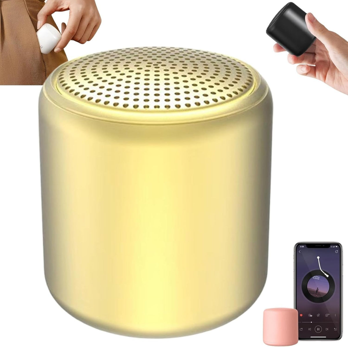 Portable White Noise Sound Machine Bluetooth Travel Speaker bright yellow
