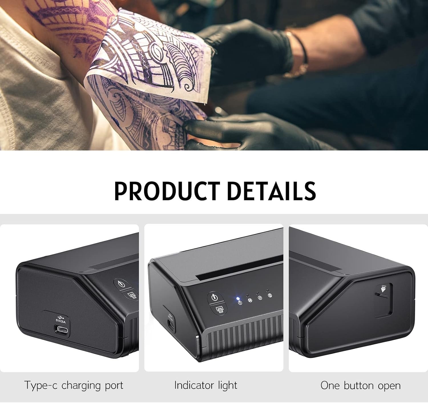 Wireless Thermal Tattoo Printer Portable Bluetooth A4