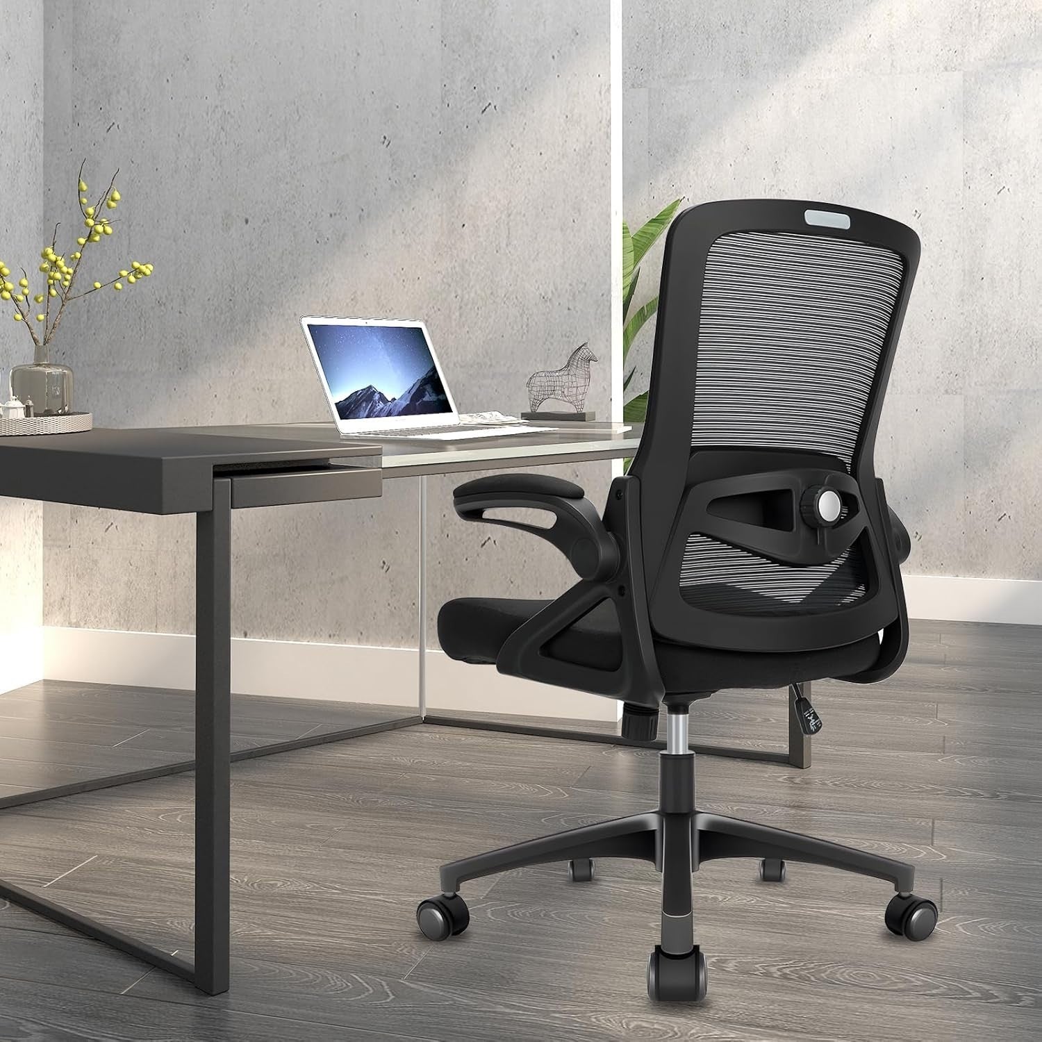 Ergonomic Office Chair Desk Seat Adjustable Lumbar Flip-Up Arms Mesh Back 120KG