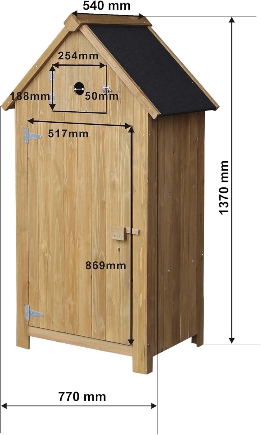 Slim Wooden Garden Cabinet with Bitumen Roof – 137 cm Outdoor Storage
