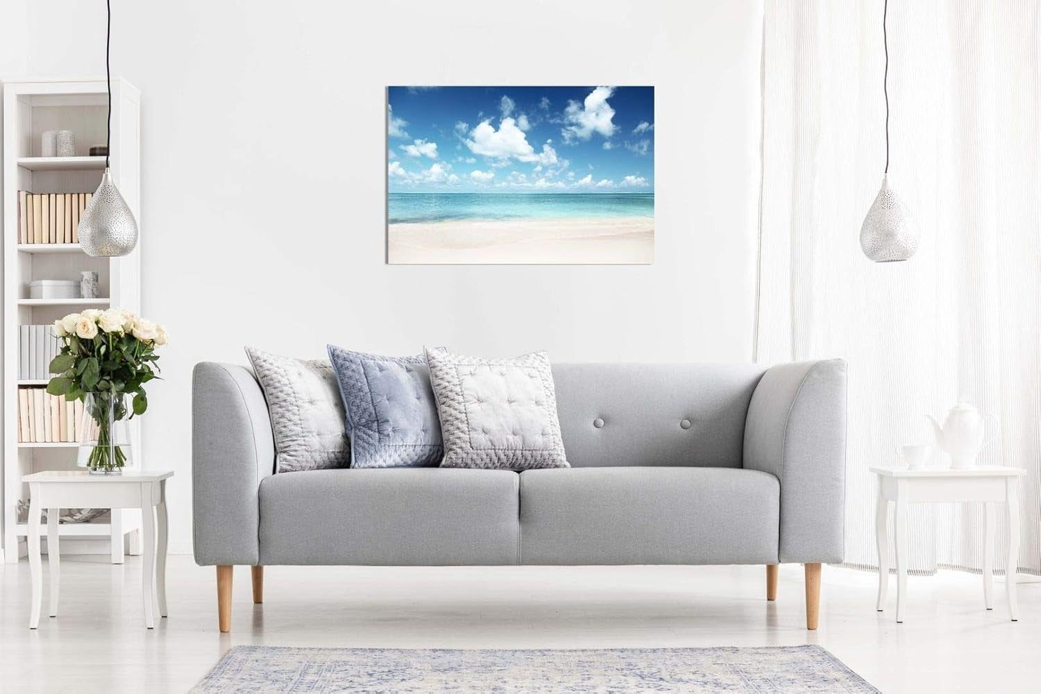Caribbean Beach Canvas Wall Art Ocean Sand Sea Picture Living Room Decor 18x12