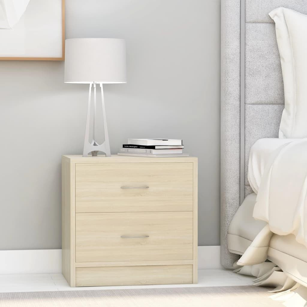 Set of 2 Sonoma Oak Bedside Tables | Modern 2 Drawer Wooden Nightstands