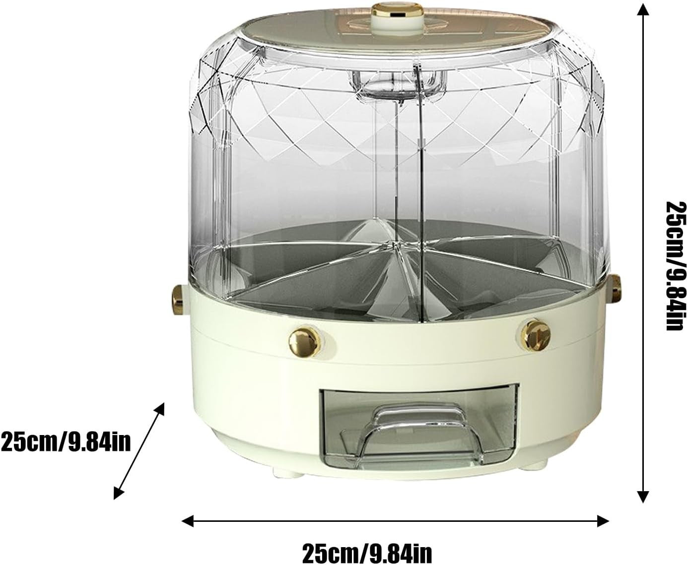 360° Rotating Rice Dispenser 6 Grid Round Grain Storage Container