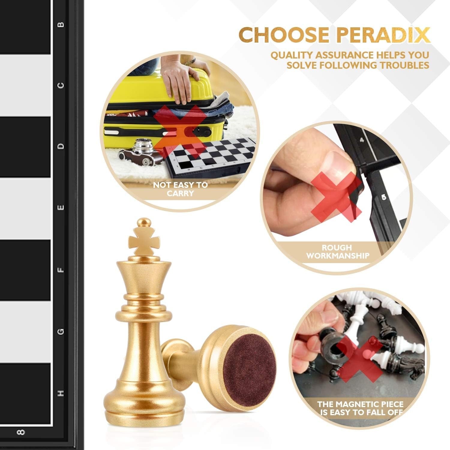 Portable Magnetic Travel Chess Set Foldable Board Gold Silver Pieces 2-Player