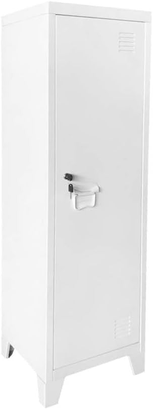 White Metal Locker Cabinet Office Storage Cupboard with Lock 137cm Tall Steel