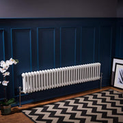 Double Column Horizontal Radiator 300x1460mm White Cast Iron Style