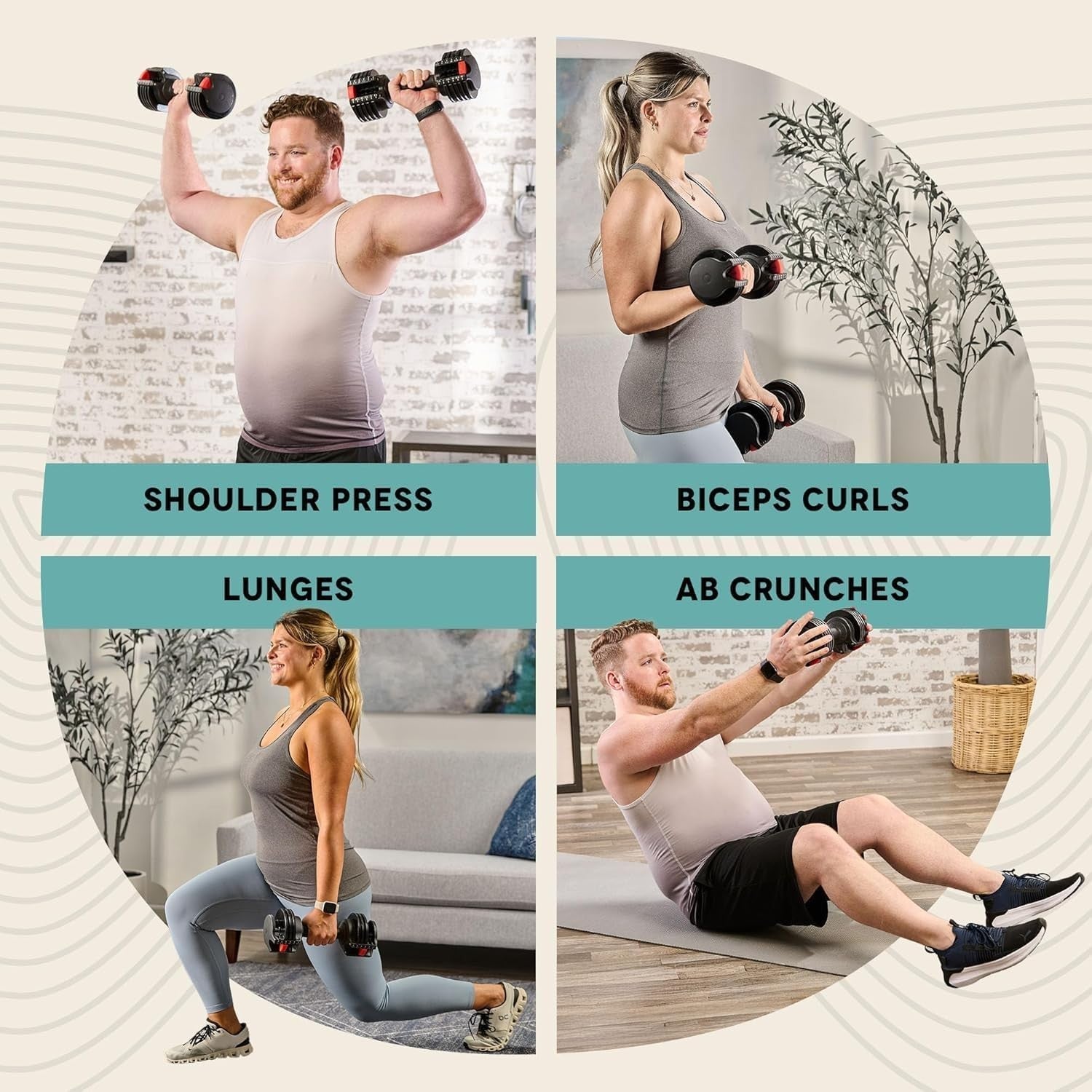 Adjustable Dumbbells Pair 6-in-1 Compact Quick Adjust Home Gym Weights