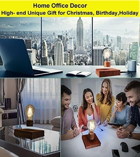 Polished Wooden Magnetic Levitating LED Bulb Desk Lamp Floating Light