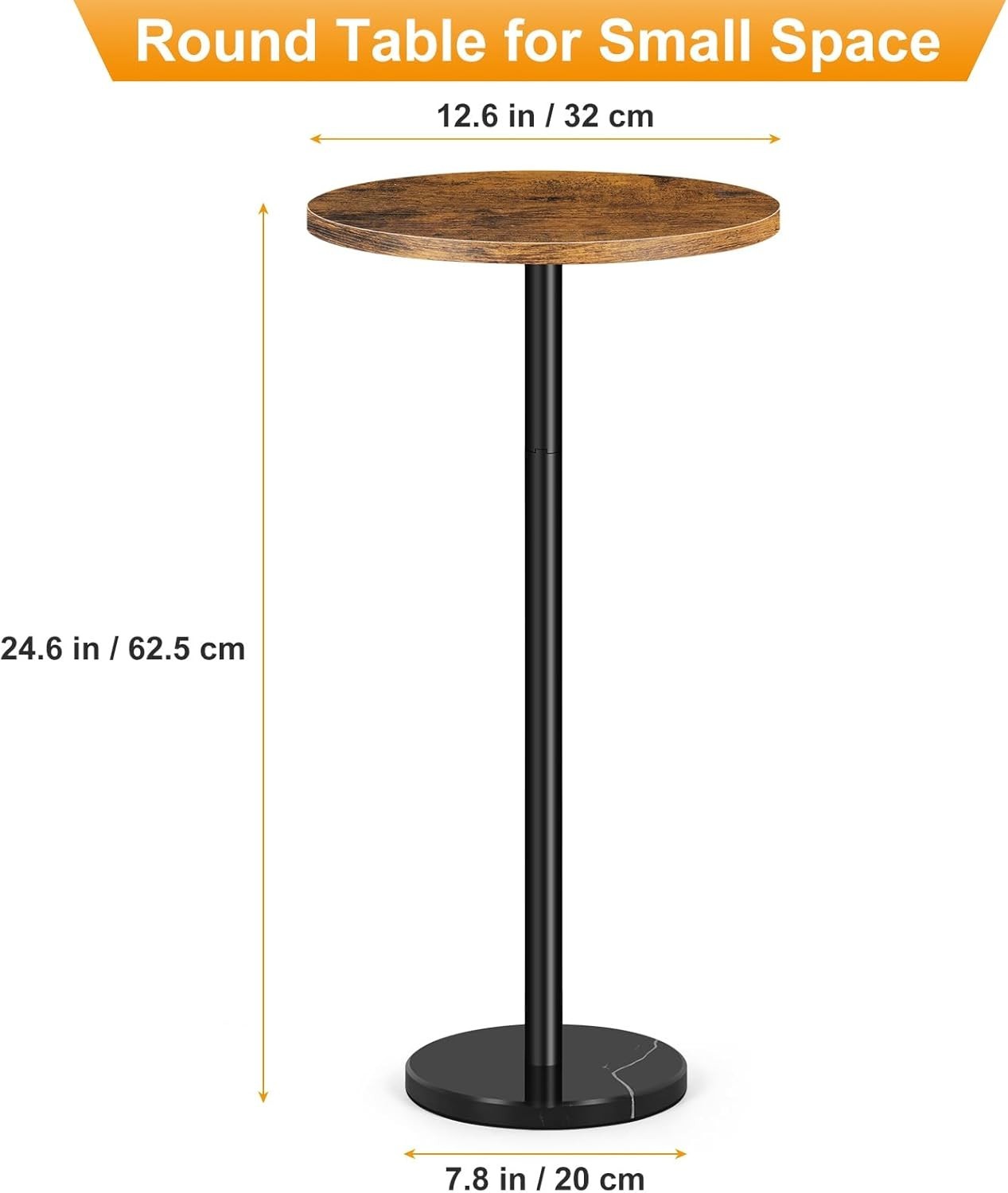 Brown 2-Pack Round Side Tables 32x32x62.5 cm | Small Coffee & Sofa End Tables