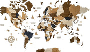 XL 3D Wooden World Map Wall Art Coffee Travel Decor 213x113cm