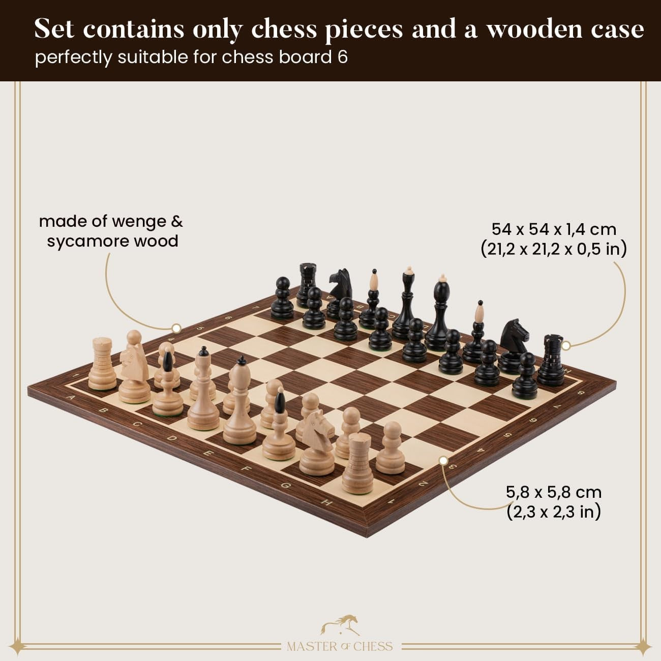 Staunton Tournament Wooden Chess Pieces Set with Storage Box | Weighted 100mm Ki