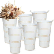 12 Inch Galvanized Metal Flower Vases Set of 6 Farmhouse Bucket Planters