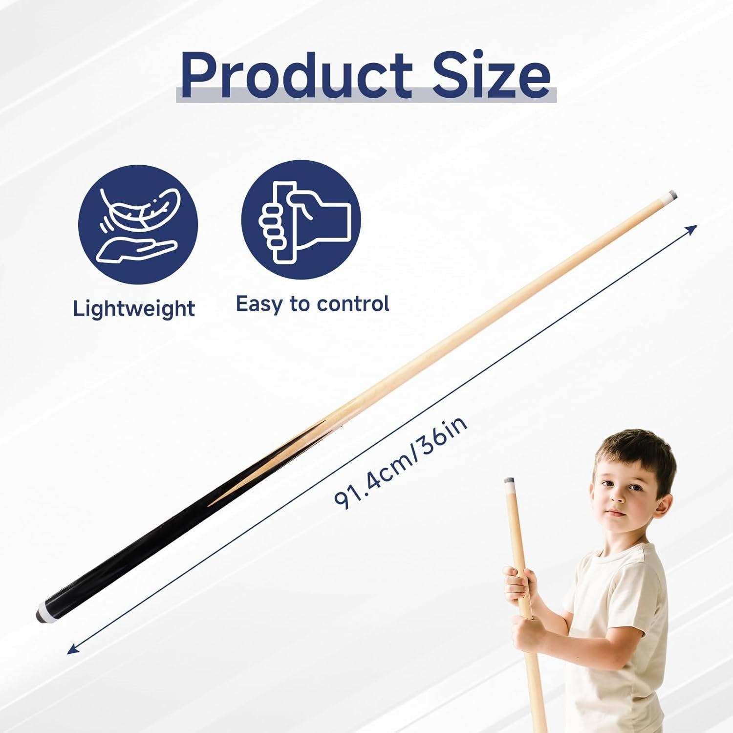 36in Pool Cue Set 2 Sticks 13mm Tip Wooden 2pc Kids Tight Spaces