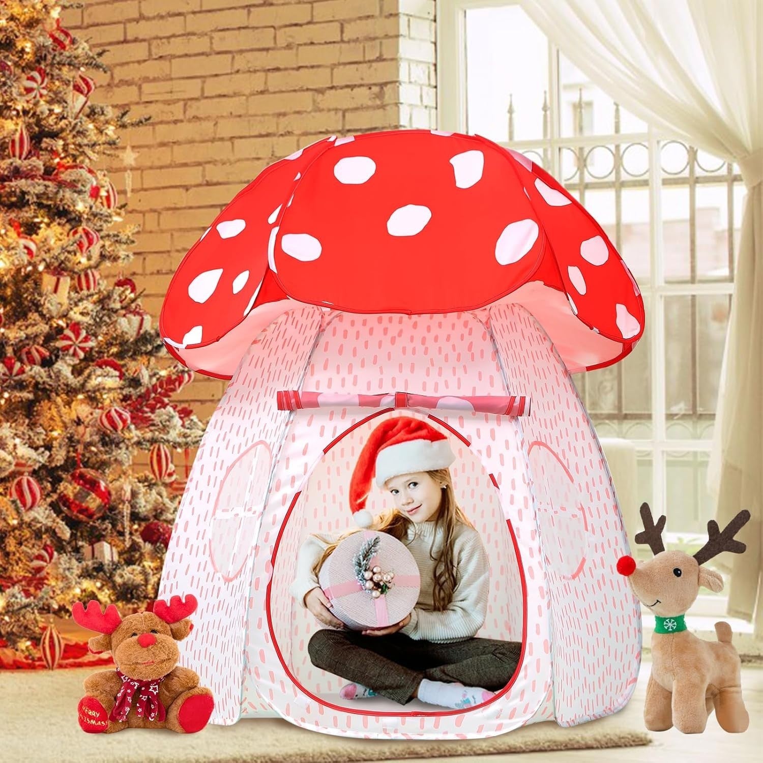 Kids Mushroom Play Tent Pop Up Indoor Outdoor Fairy Playhouse Gift