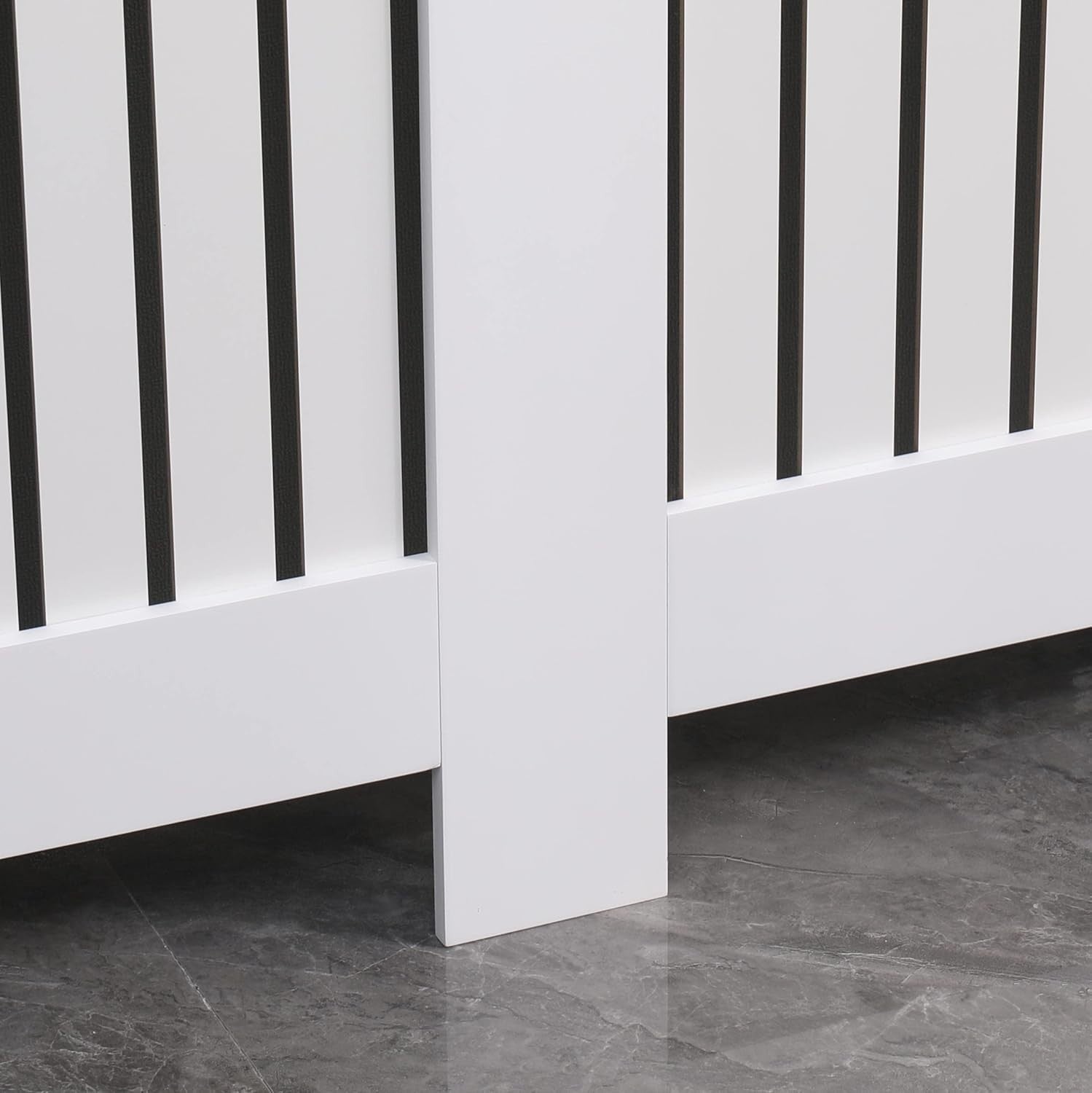 Large White Radiator Cover | Modern MDF Vertical Slat Cabinet – Elegant Design