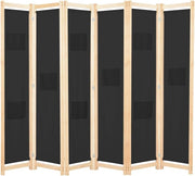 6-Panel Folding Room Divider Privacy Screen Black Fabric 240x170cm Home Partitio