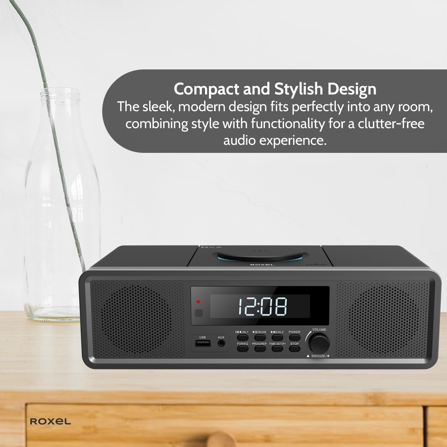 Compact Mini HiFi CD Player Bluetooth FM USB Wireless Charging 30W