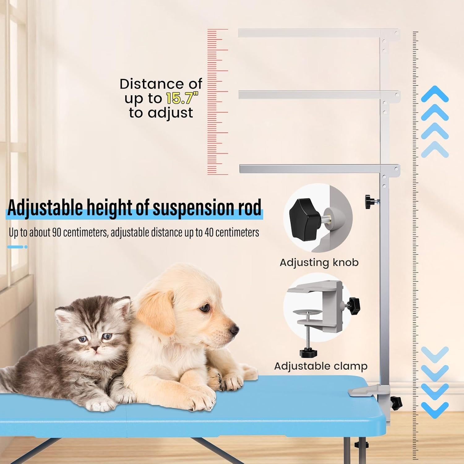 Dog Grooming Table 46'' Foldable Heavy Duty Non Slip Adjustable Arm Large Dogs