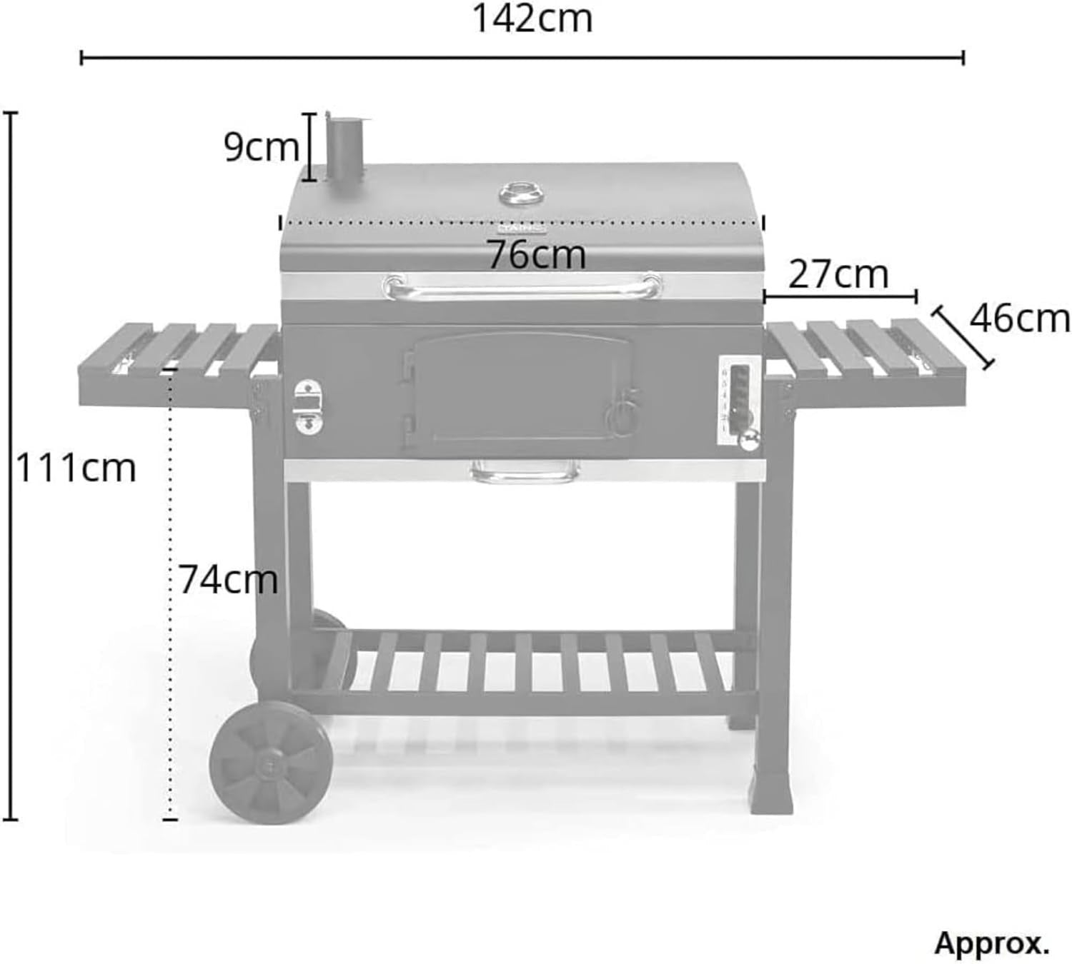 XXL Charcoal Smoker BBQ Grill | Adjustable Charcoal Tray | Built-In Thermometer