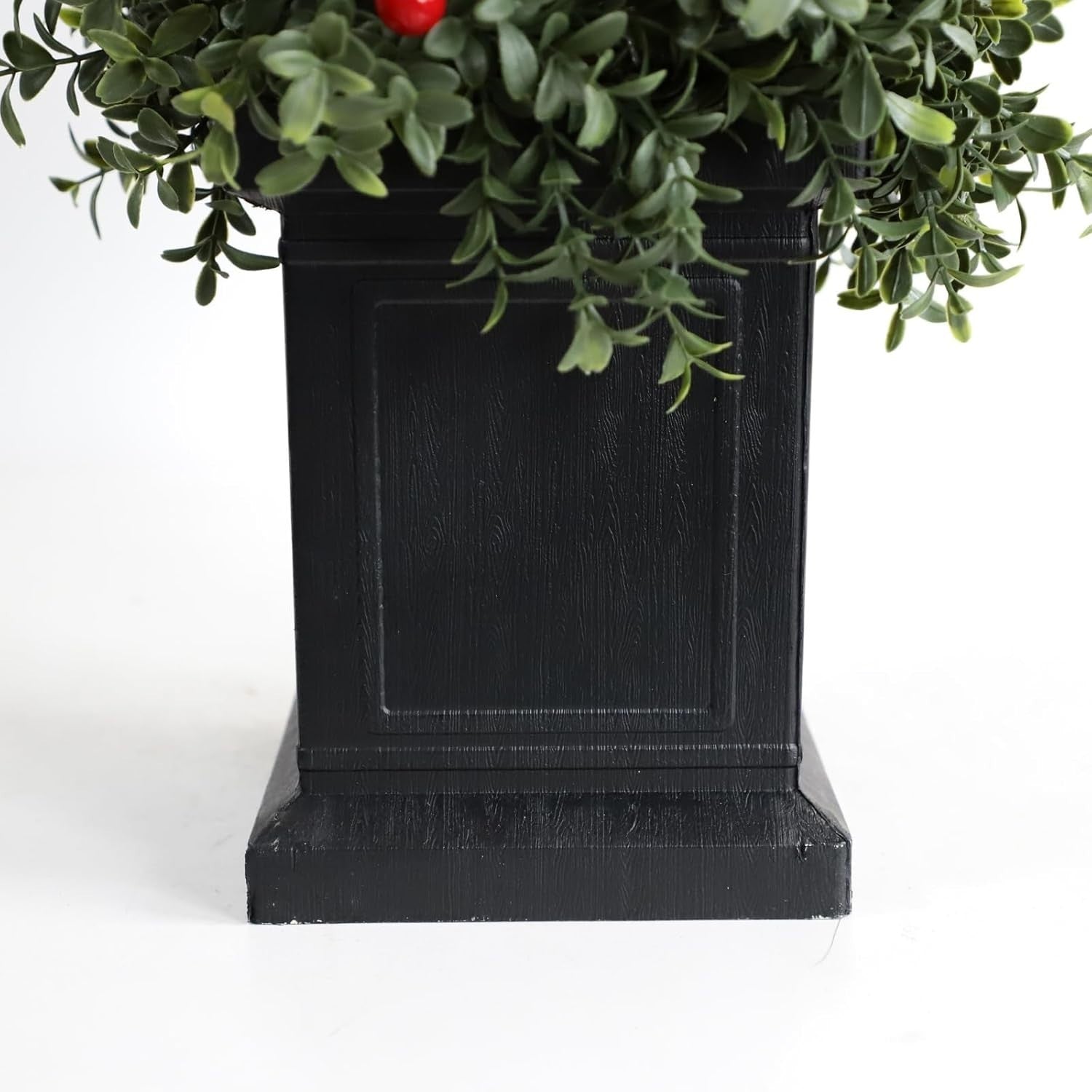 3ft 90cm Artificial Spiral Boxwood Topiary Tree with Red Fruits Indoor Outdoor