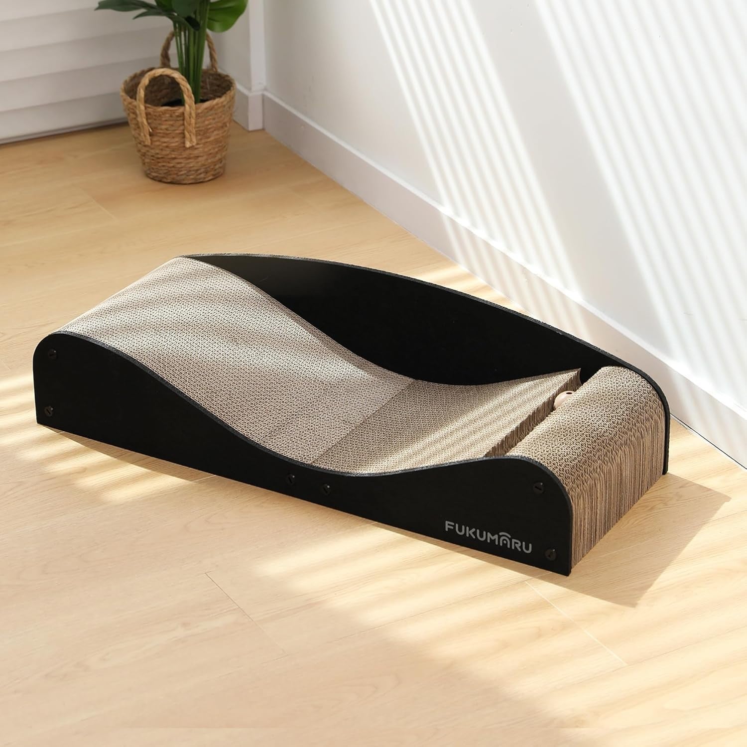 Extra Long Cat Scratcher Bed 74cm Cardboard Lounge w Felt & Ball Toy