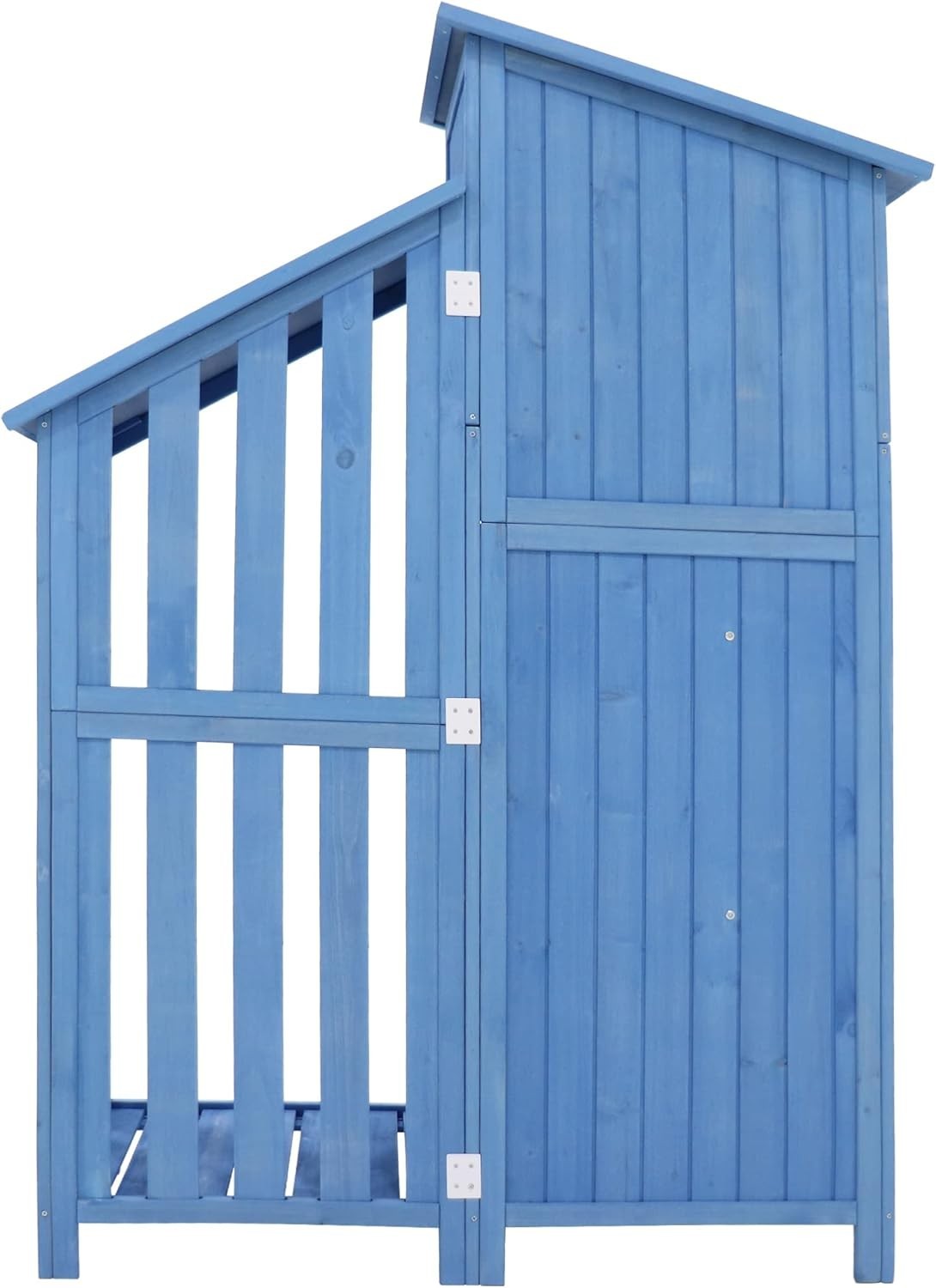 124x46x174cm Blue Wooden Garden Tool Shed Outdoor Storage Cabinet