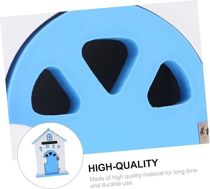 Wall Mounted Wooden Mailbox Suggestion Box Blue Decorative Post Box 32cm