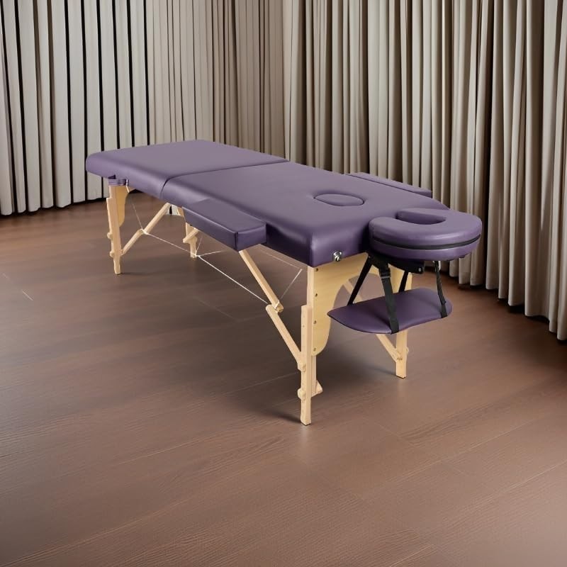 Portable 2-Zone Massage Table Foldable Beauty Lash Tattoo Bed Purple 185×60cm