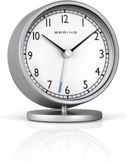 White Minimalist Analogue Alarm Clock Silent Quartz Modern Table
