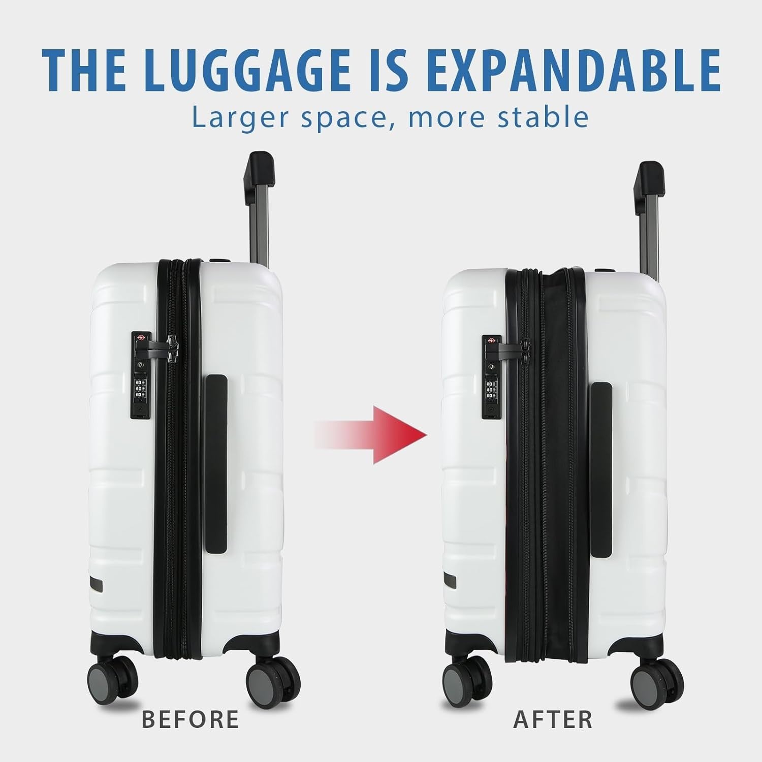 20 Inch Cabin Suitcase PC Hard Shell Expandable Spinner TSA Lock USB