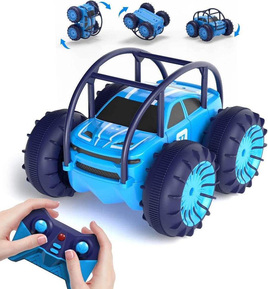 Amphibious RC Car 4WD – Fast USB-C Charge, 360° Flip, LED Stunt Toy