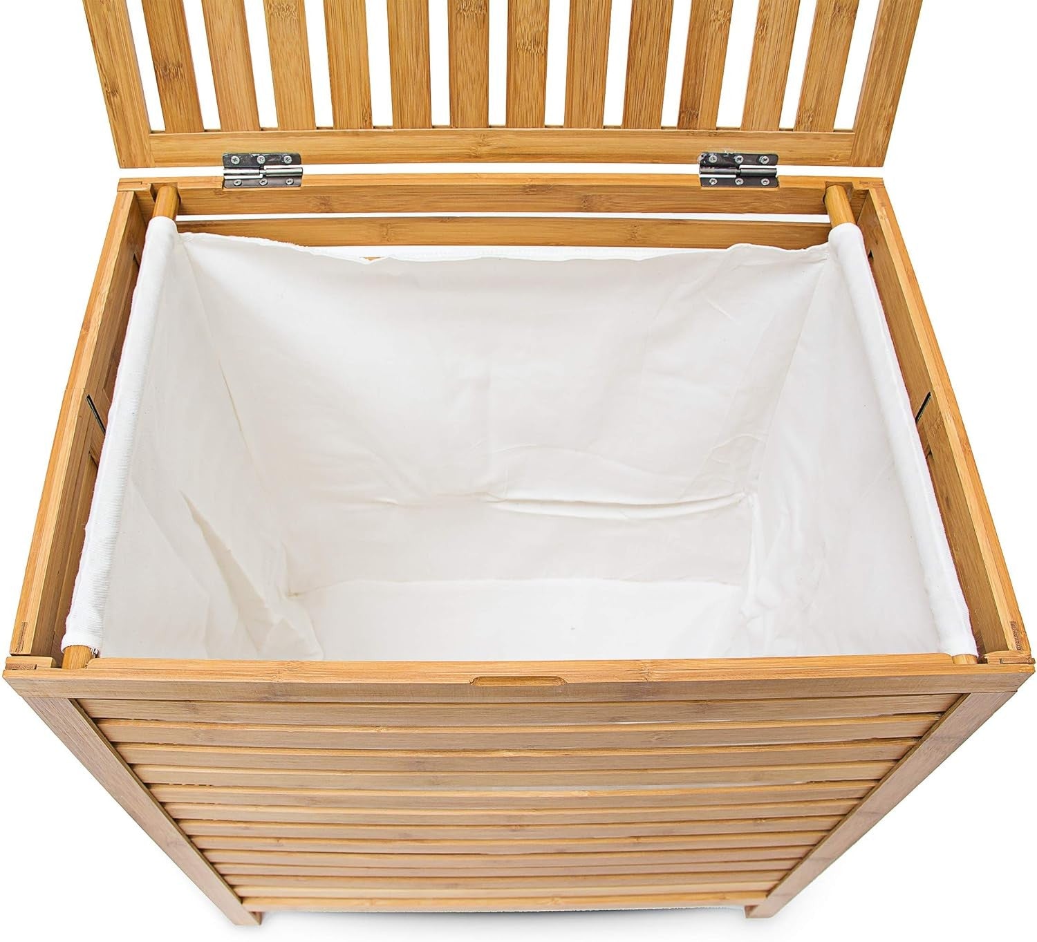 100L Natural Bamboo Laundry Hamper with Lid & Liner – Large Wooden Laundry Baske