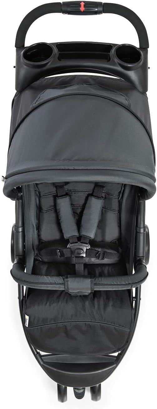 Lightweight 3 Wheel Pushchair Compact One-Hand Fold Stroller XL Basket Caviar