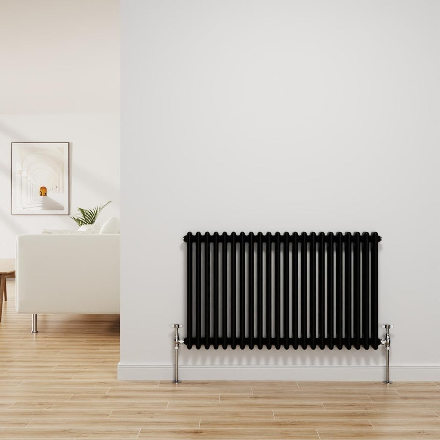 Black Cast Iron 2 Column Radiator 600x1010mm Central Heating Bathroom