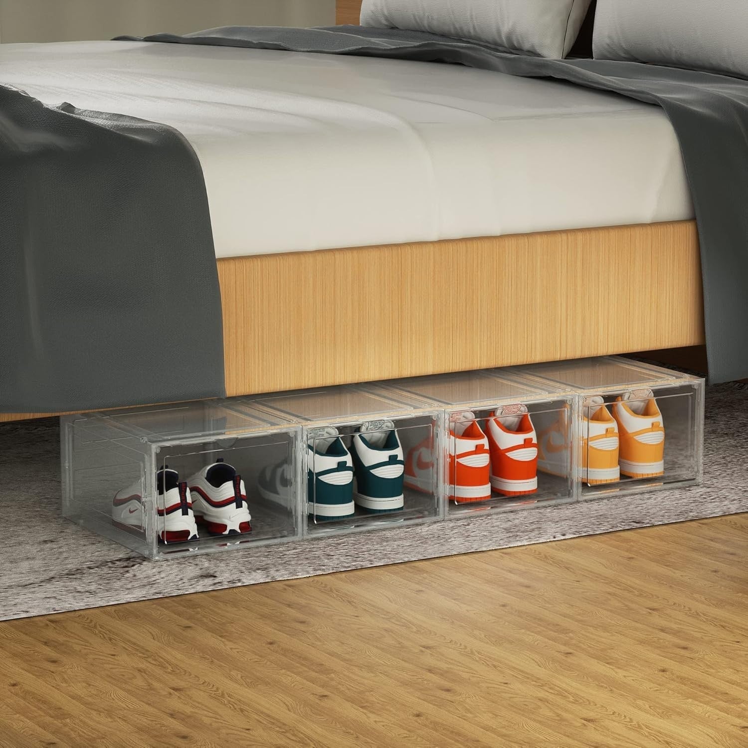 Clear Stackable Shoe Storage Boxes 12 Pack – Fits UK 12.5, Ventilated & Magnetic