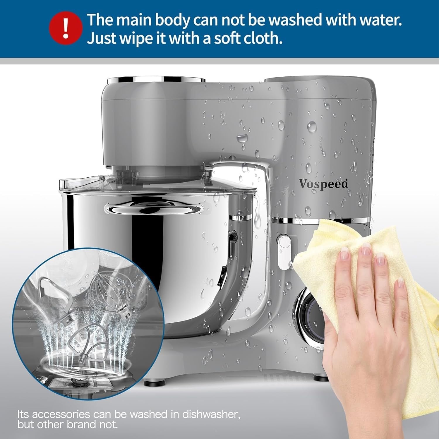 2000W Stand Mixer 8L Bowl Dough Hook Beater Whisk Tilt-Head Kitchen Chef