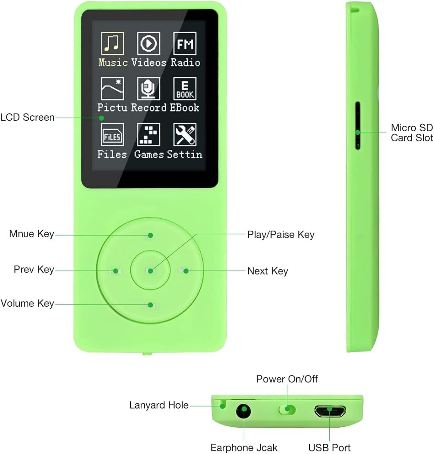 8GBMP3 Player Portable HiFi Music Player FM Radio Voice Recorder