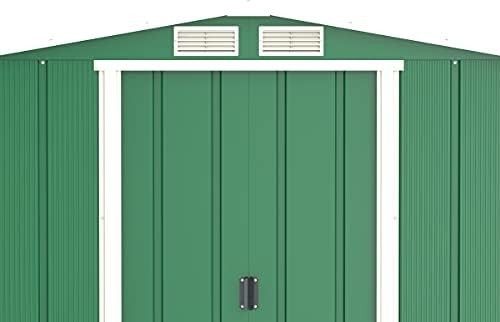 Metal Garden Storage Shed 6x4ft Waterproof Outdoor Tool & Bike Shed Green