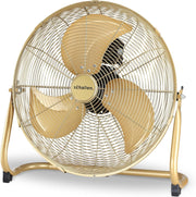 18-Inch Metal Floor Fan – Gold 3-Speed High Velocity Adjustable Airflow Fan