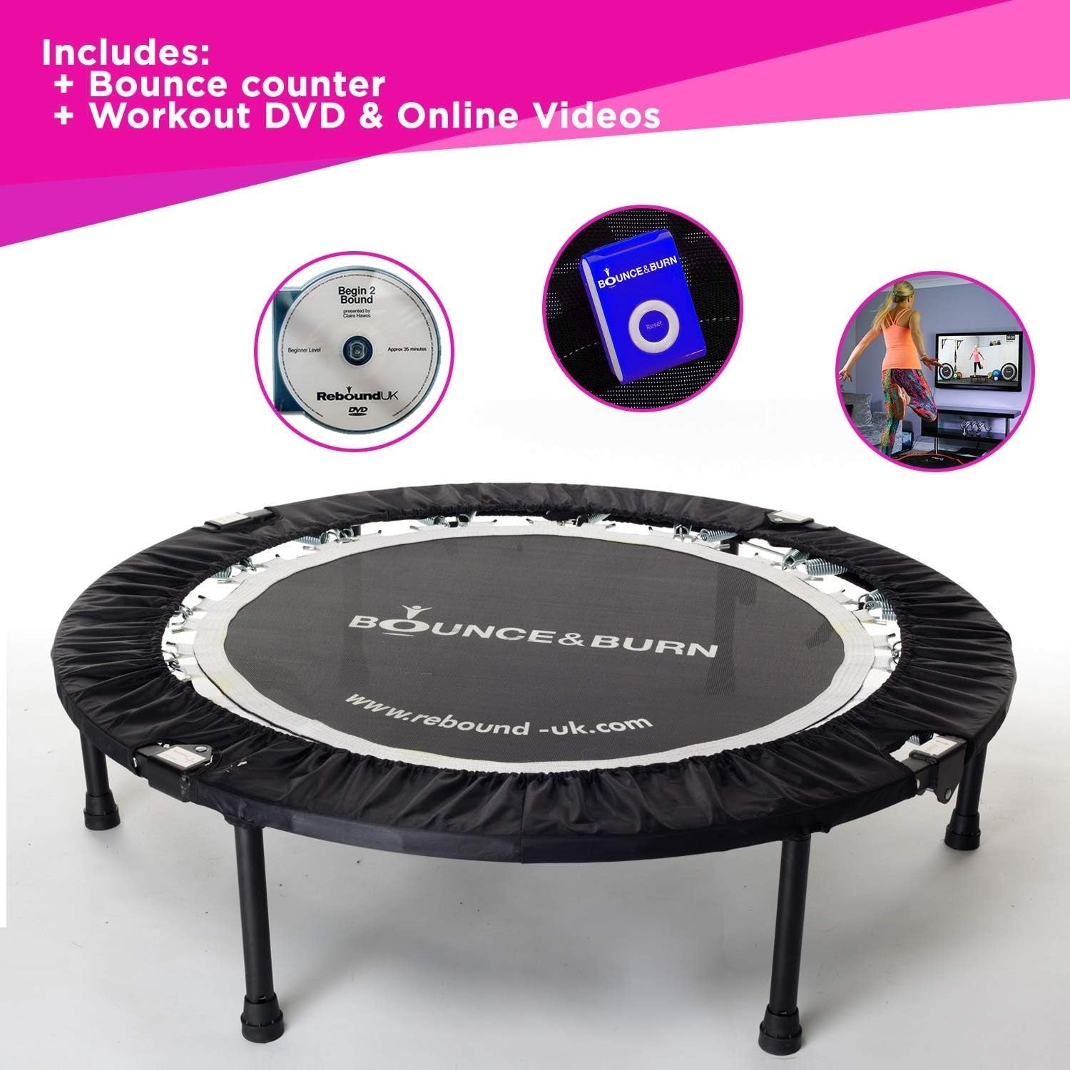 40'' Folding Fitness Rebounder Trampoline with Handle Bar Indoor
